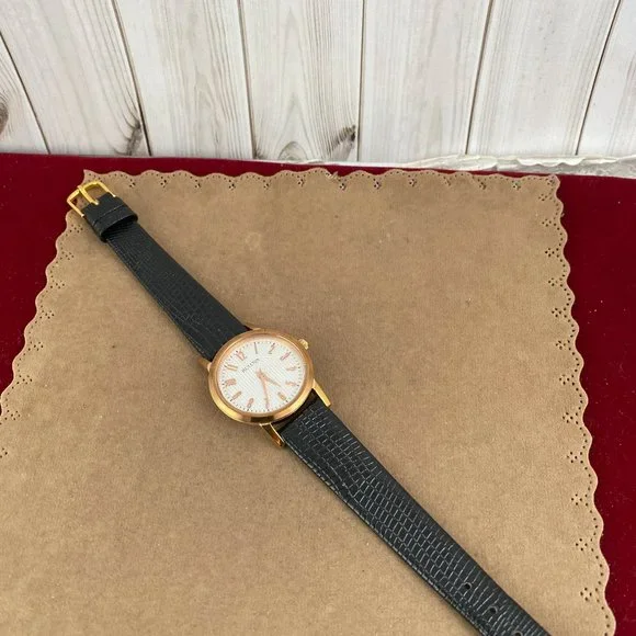 Bulova Rose Gold Watch Stunning White Guilloche Dial Black Lizard Embossed Strap - Picture 3 of 6